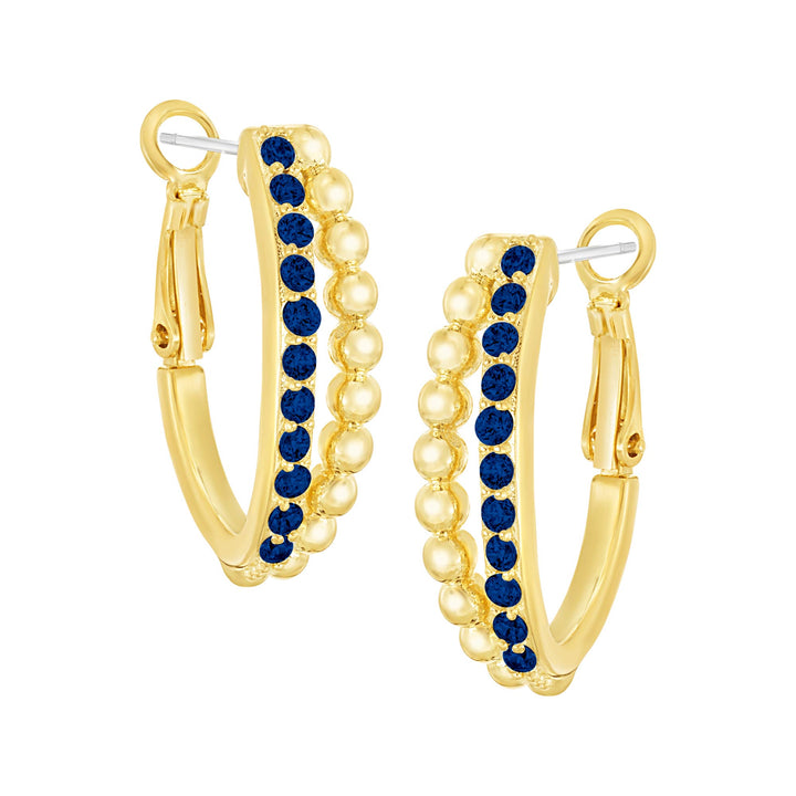 earring huggie split cz & gold ball