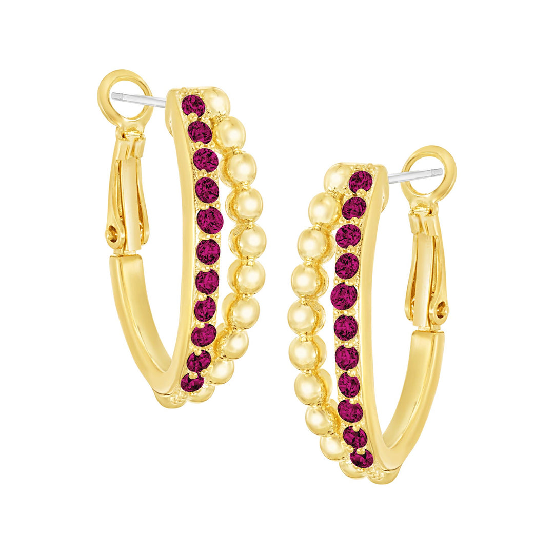 earring huggie split cz & gold ball