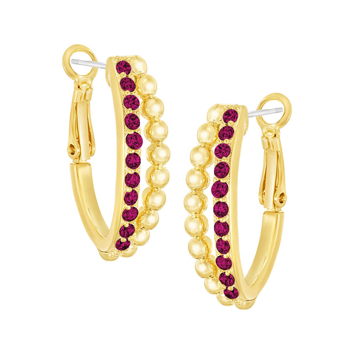 earring huggie split cz & gold ball