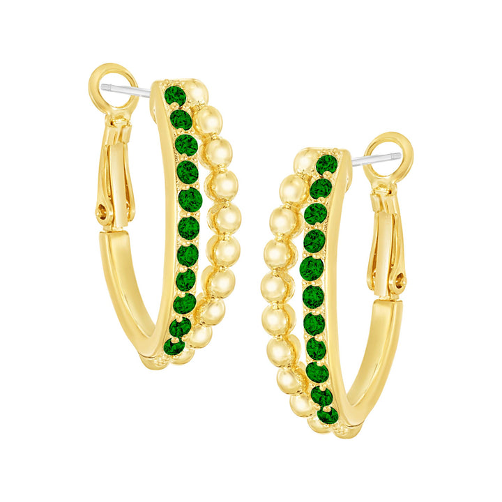 earring huggie split cz & gold ball