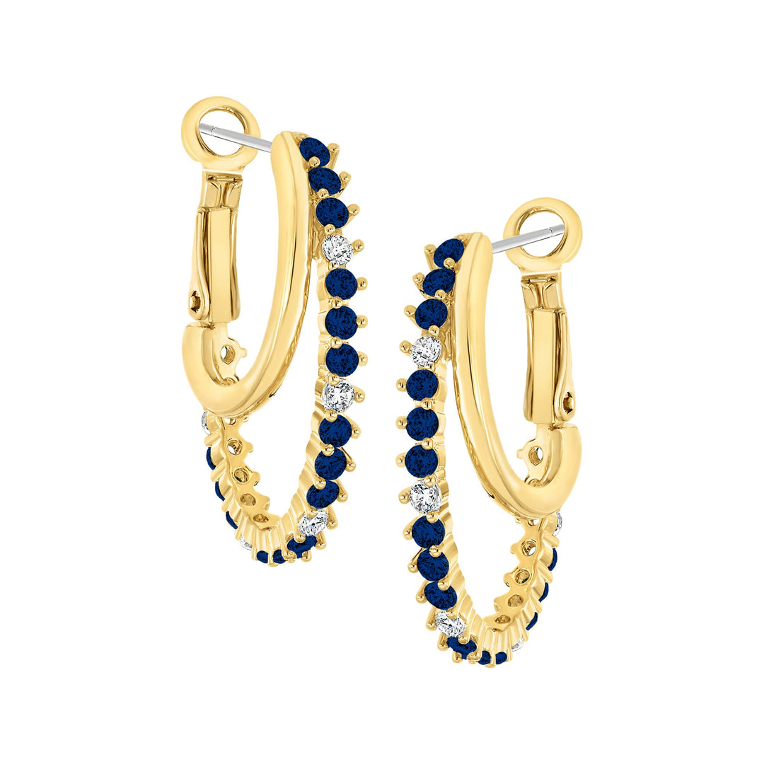 earring huggie uneven three pront stone