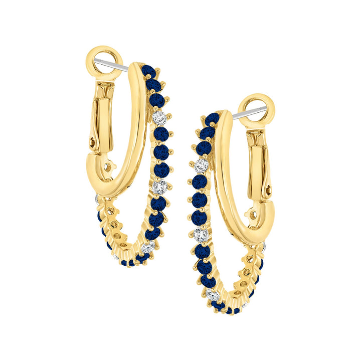 earring huggie uneven three pront stone