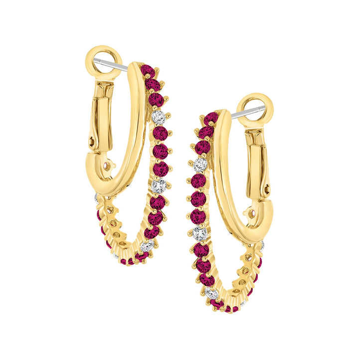 earring huggie uneven three pront stone
