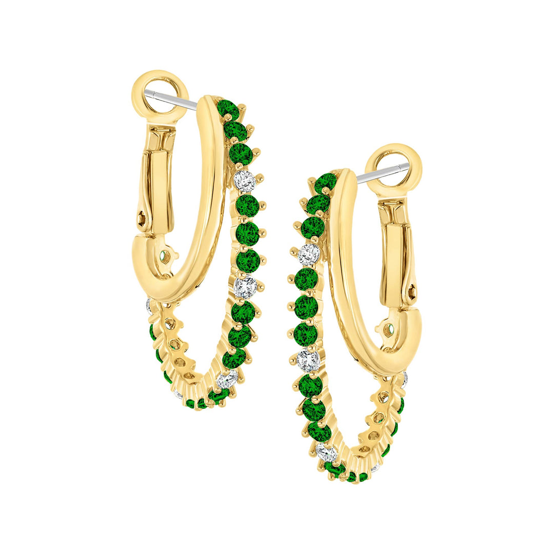 earring huggie uneven three pront stone