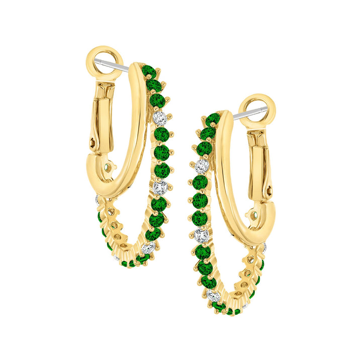 earring huggie uneven three pront stone