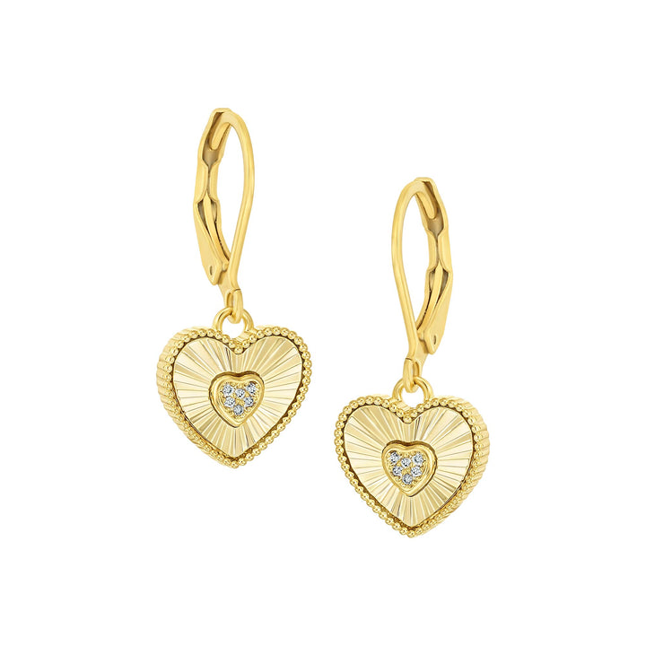 earring twisted u loop pleated fan heart