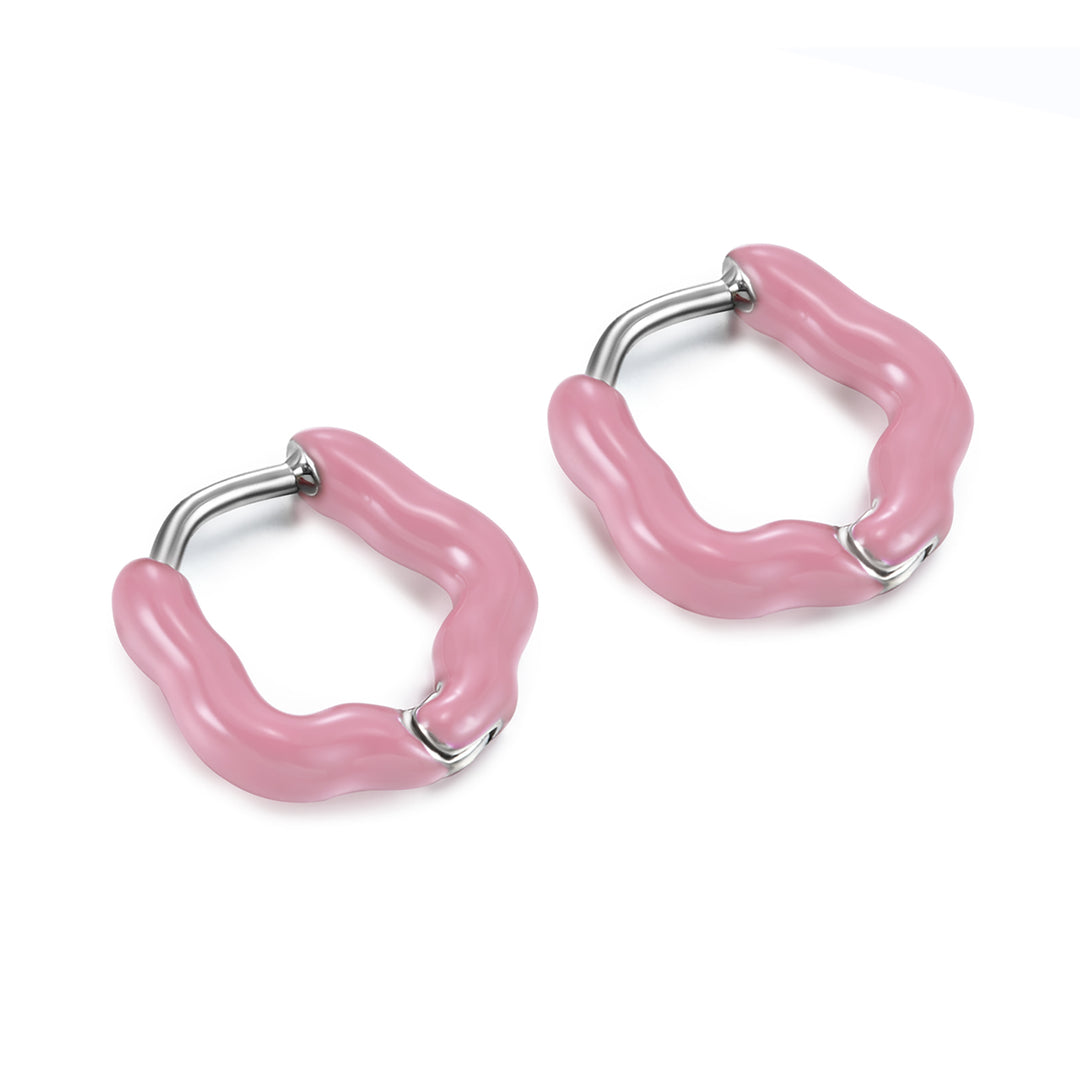 earring huggie flower shaped enamel