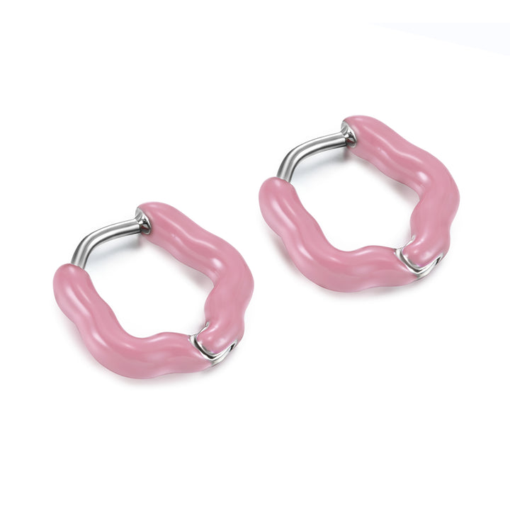 earring huggie flower shaped enamel