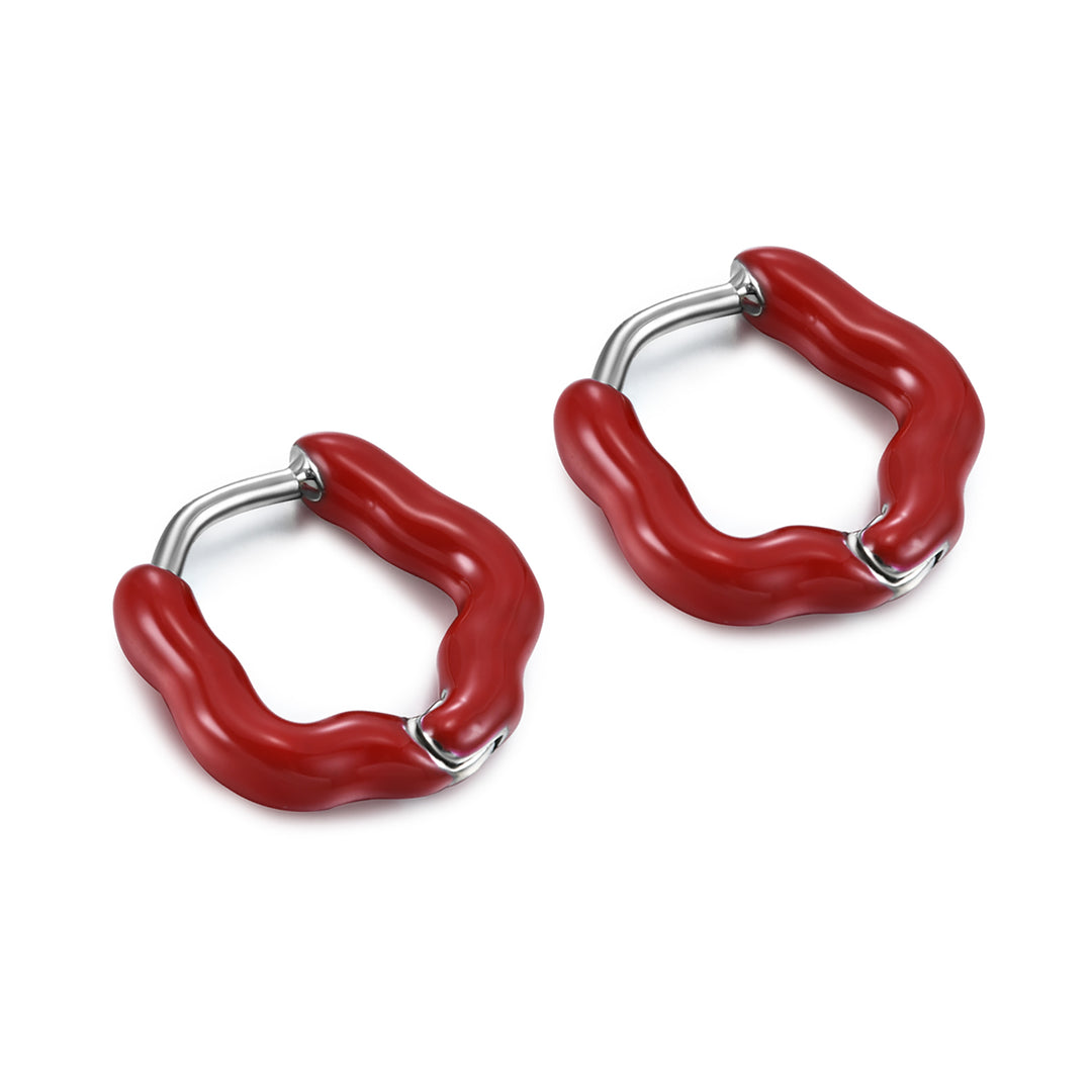 earring huggie flower shaped enamel