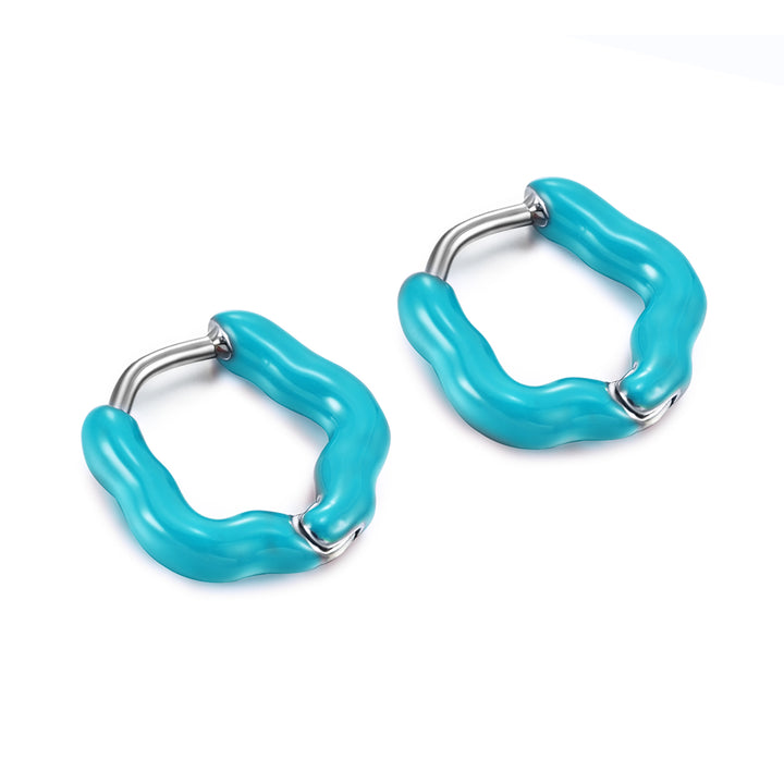 earring huggie flower shaped enamel