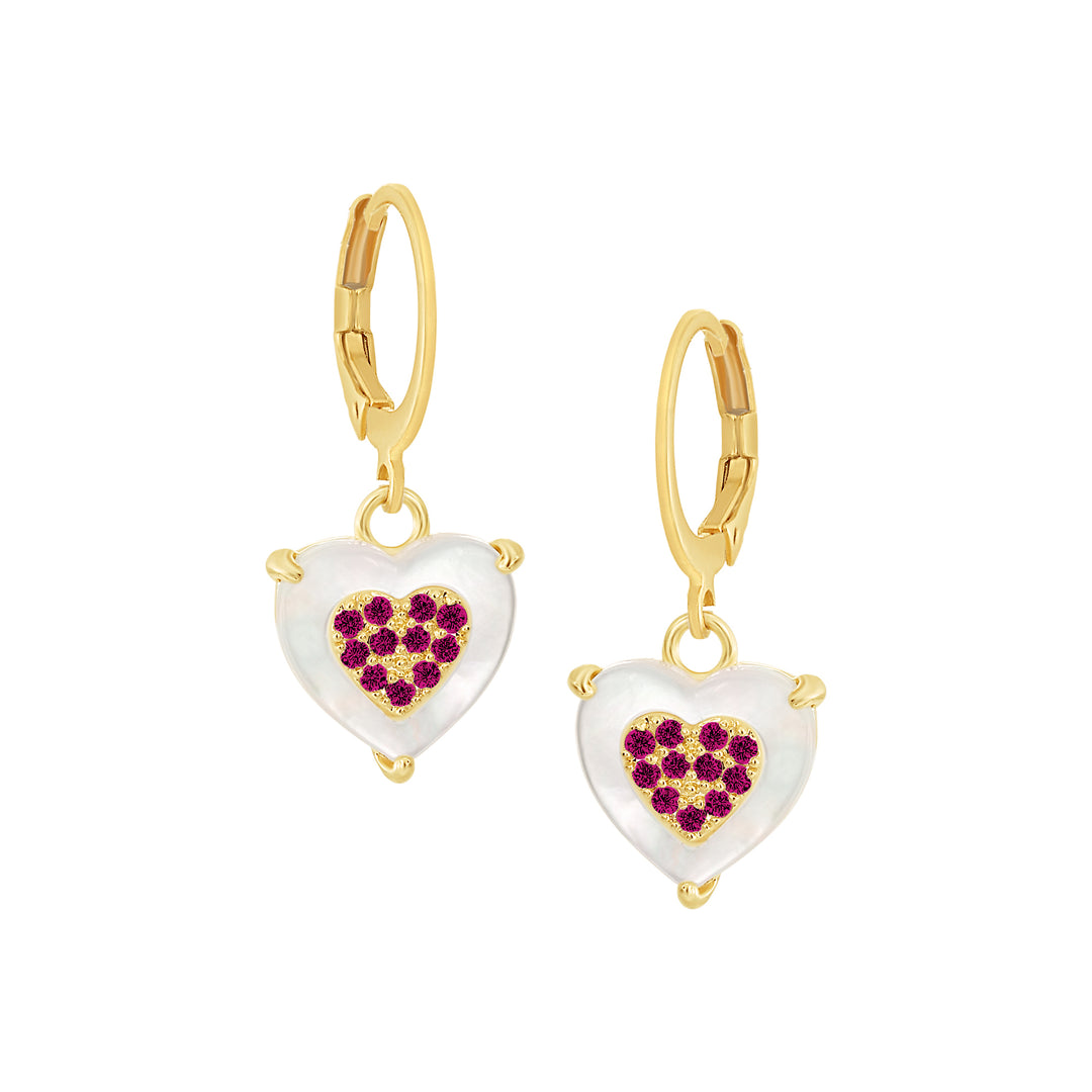 earring pl sm cz filled mop heart