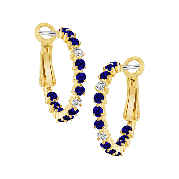 earring huggie three prong stone