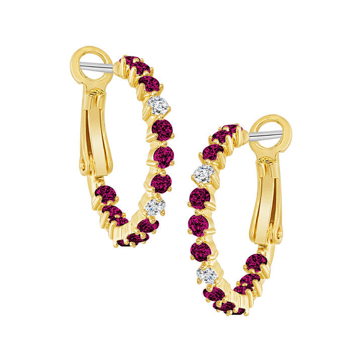 earring huggie three prong stone