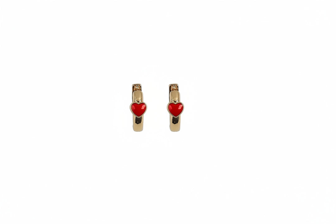 earring beaded edge gold heart hoop