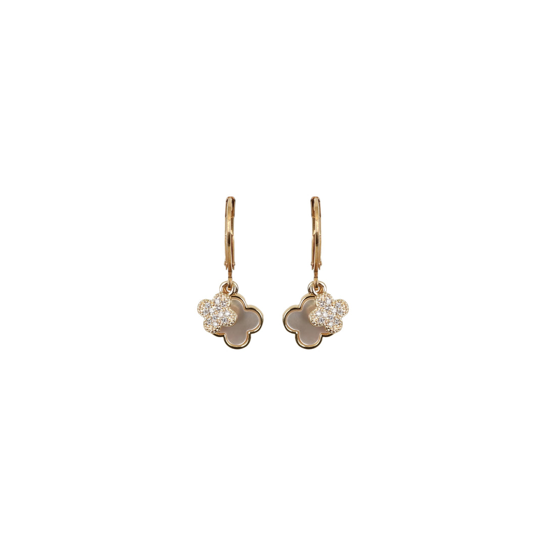 earring mop and cz clover