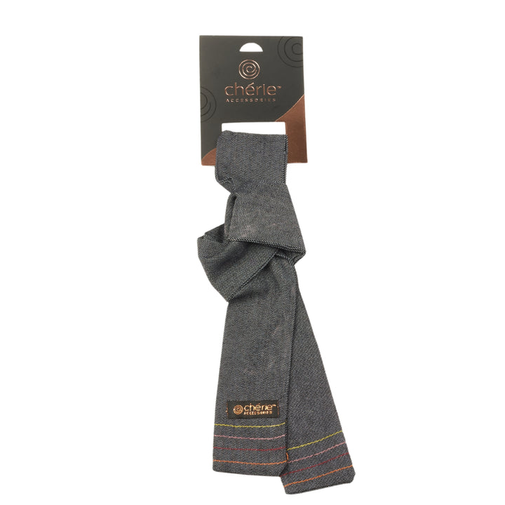 hair tie denim multi stitching