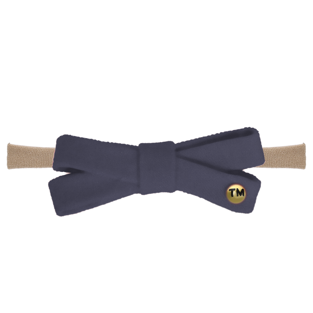 baby band denim colored embroidery logo baby nylon bow