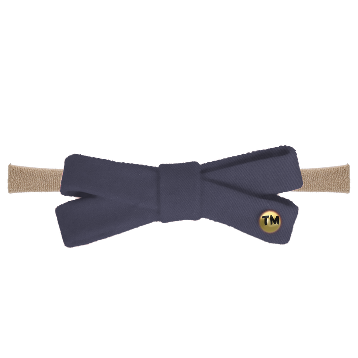 baby band denim colored embroidery logo baby nylon bow
