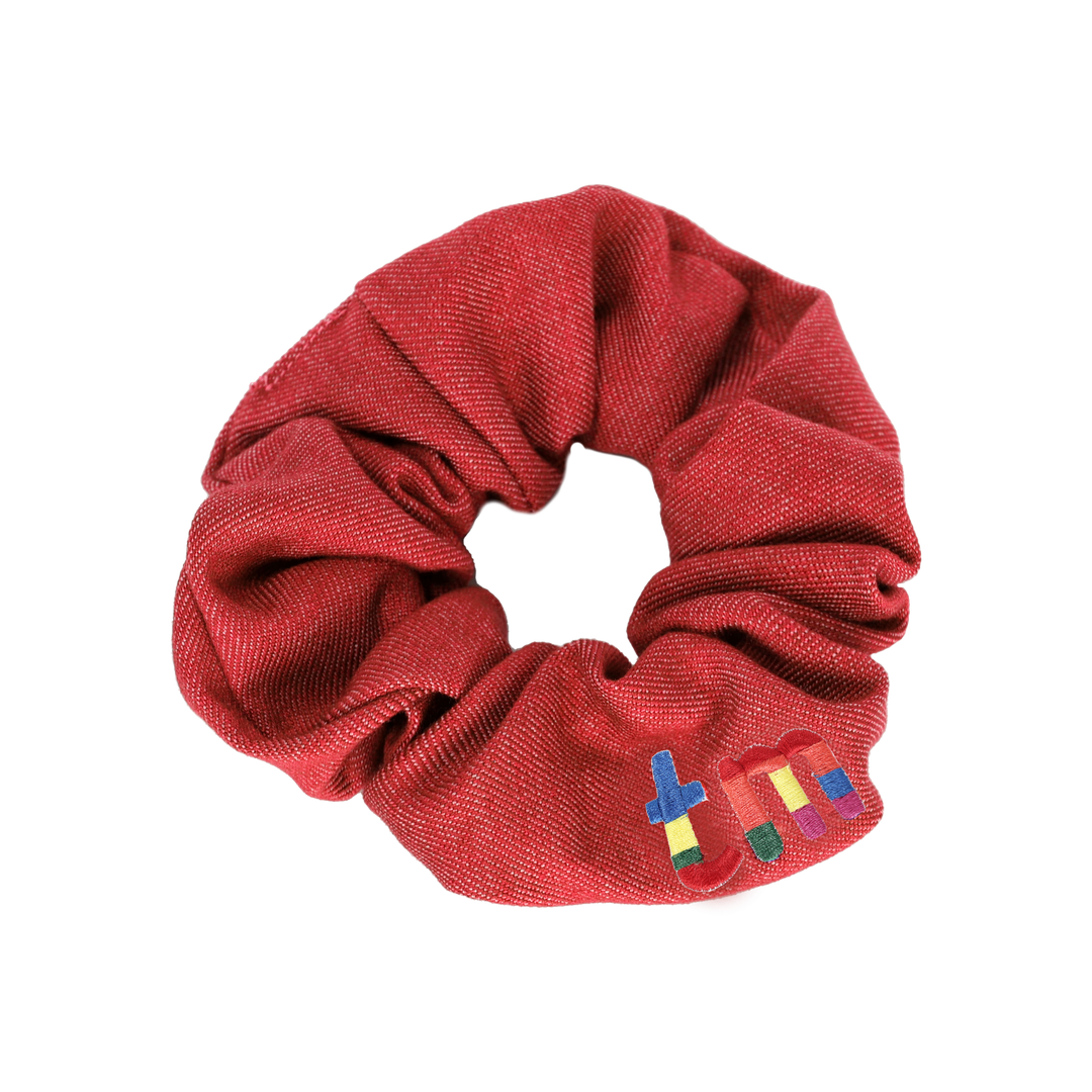 pony scrunchie standard colored embroidered logo