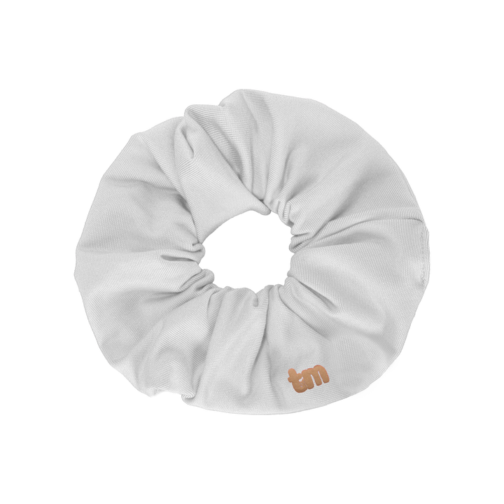 pony scrunchie denim luggage logo