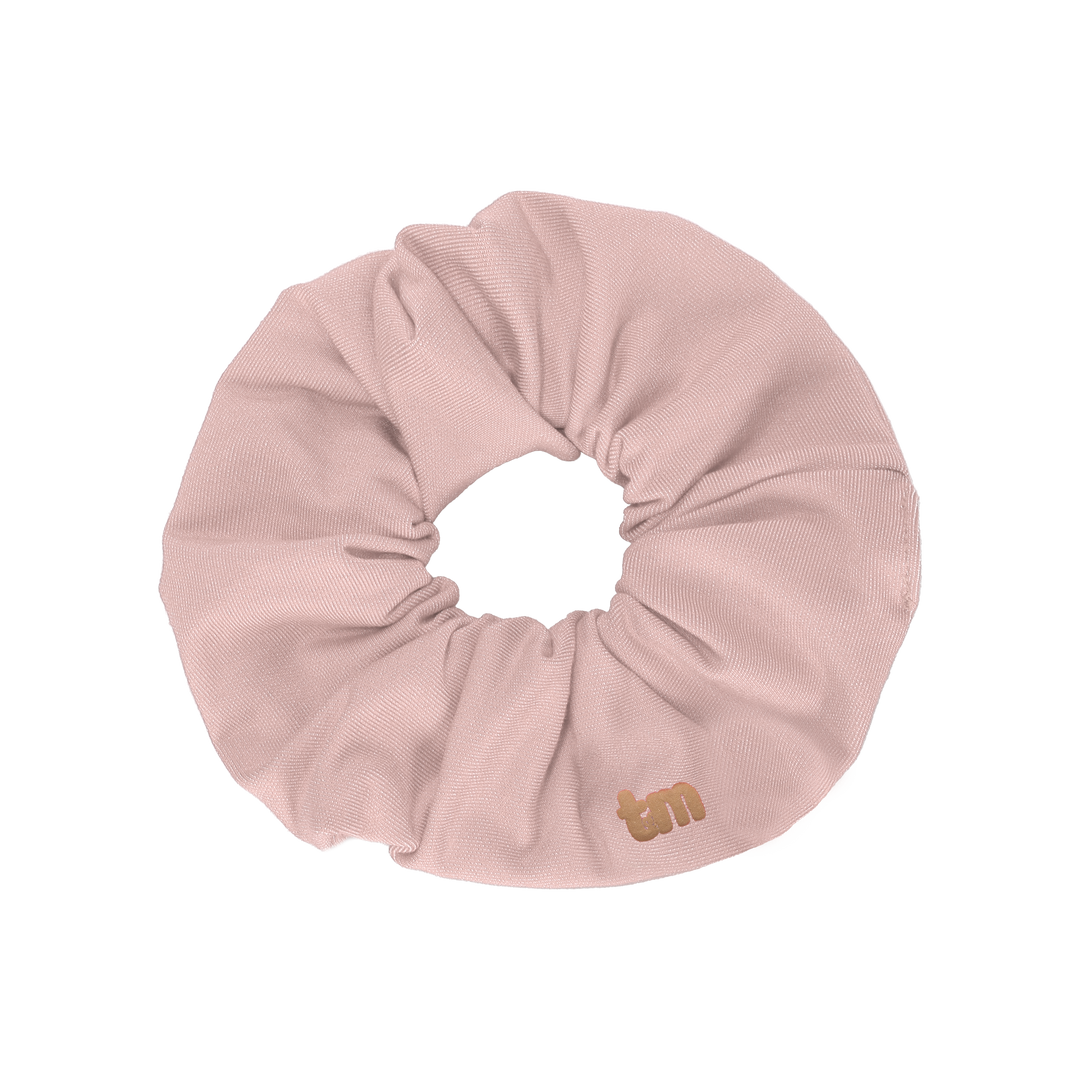 pony scrunchie denim luggage logo