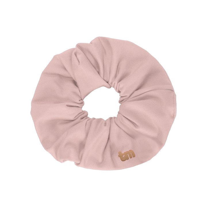 pony scrunchie denim luggage logo