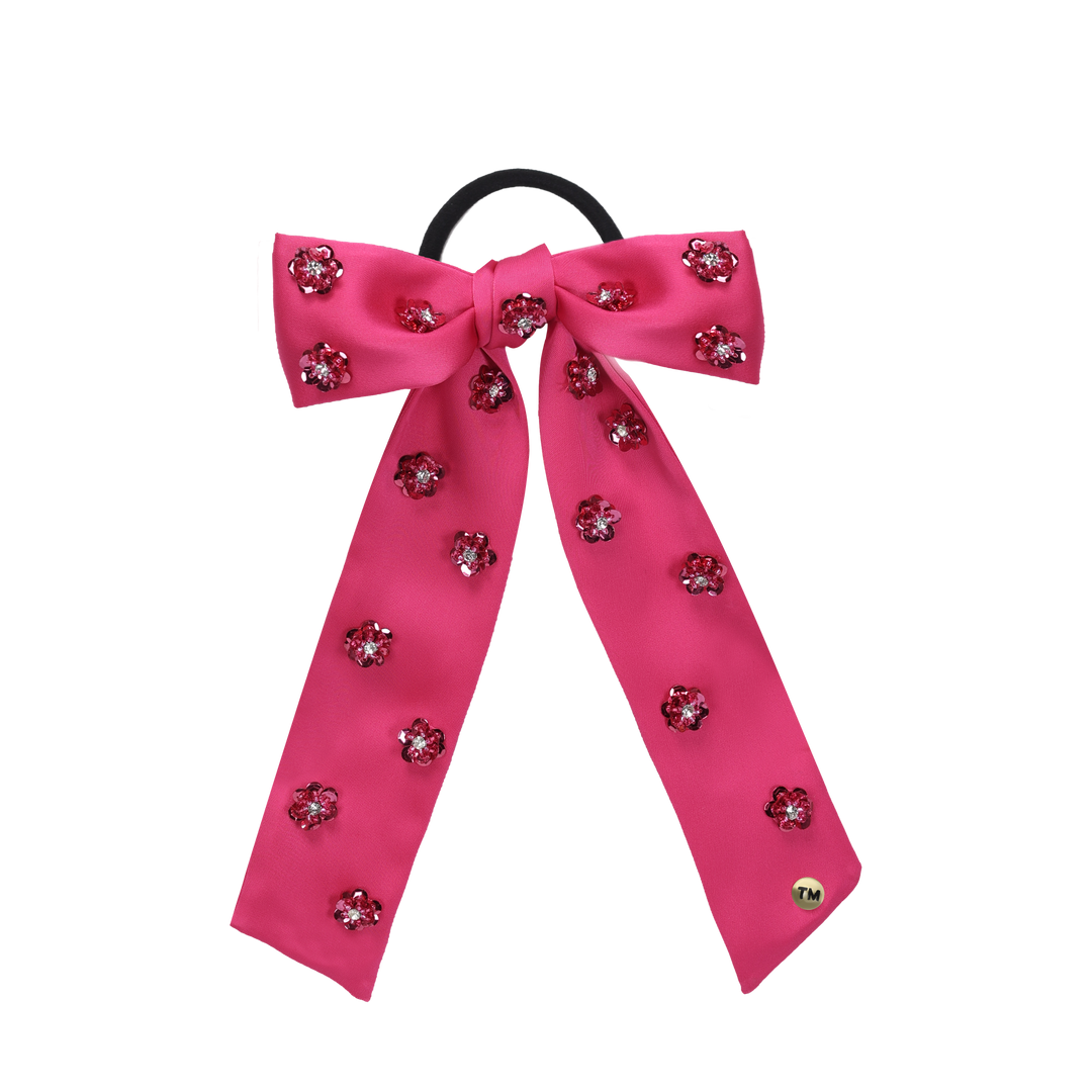 clip intricate hand beaded flower bow