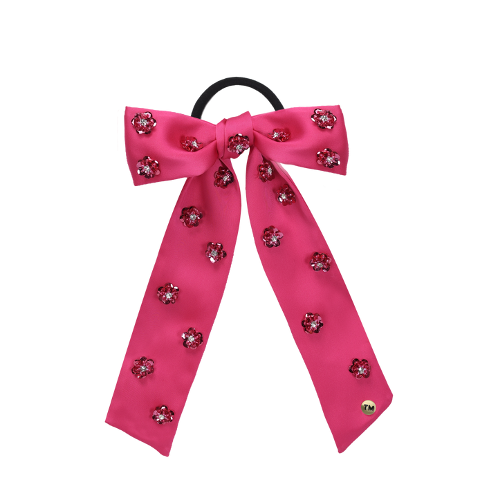 clip intricate hand beaded flower bow