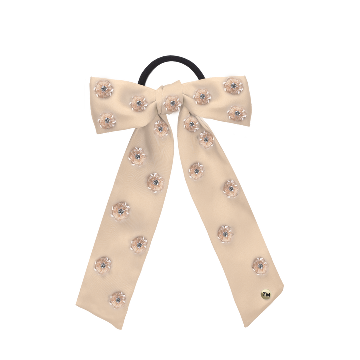 clip intricate hand beaded flower bow