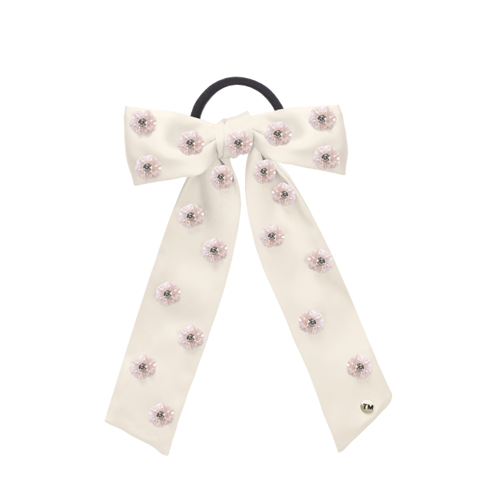 clip intricate hand beaded flower bow