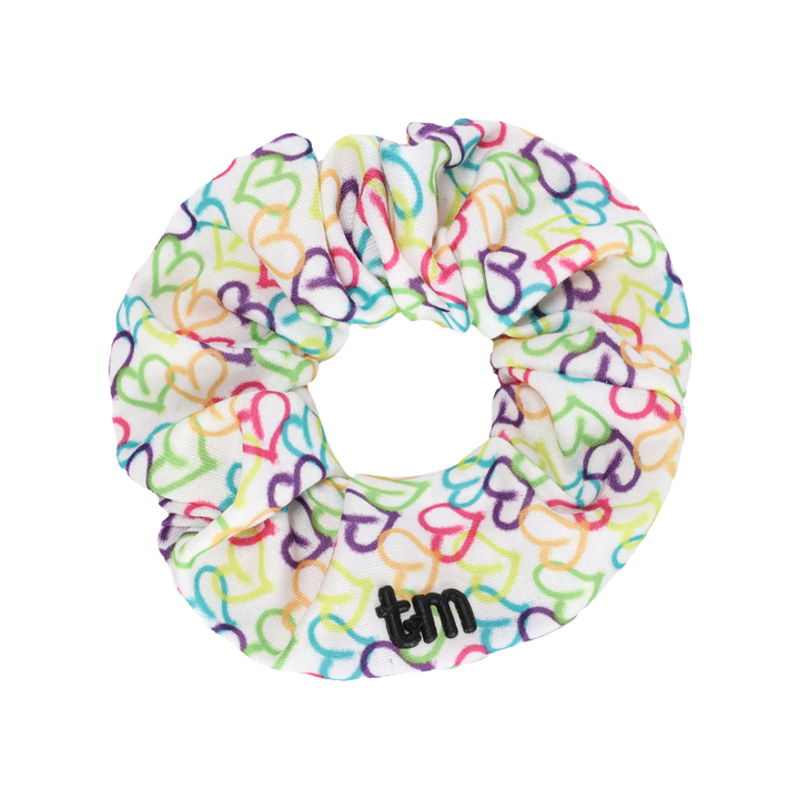 pony scrunchie heart and splatter printed