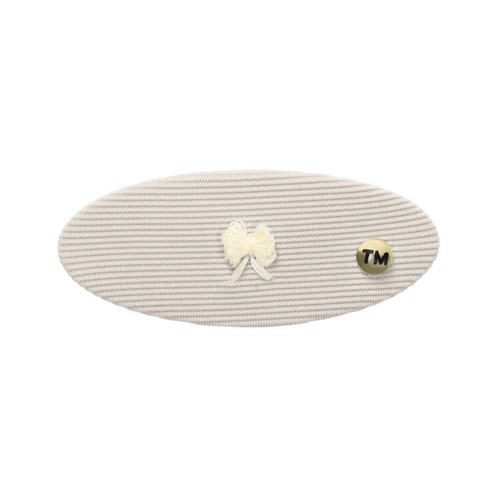 clip oval barrette embroidery knit bow