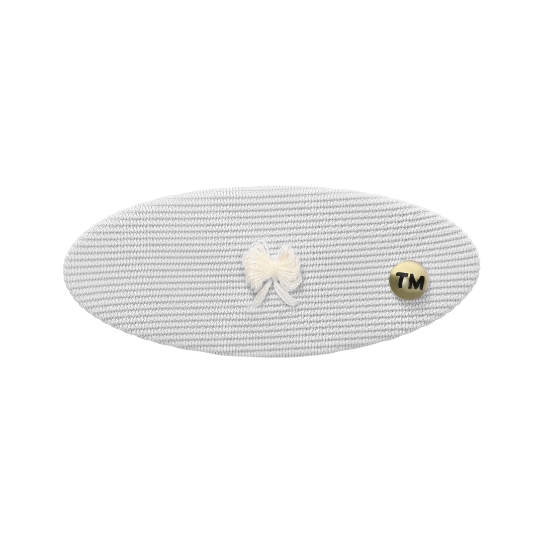 clip oval barrette embroidery knit bow
