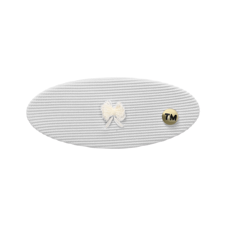 clip oval barrette embroidery knit bow