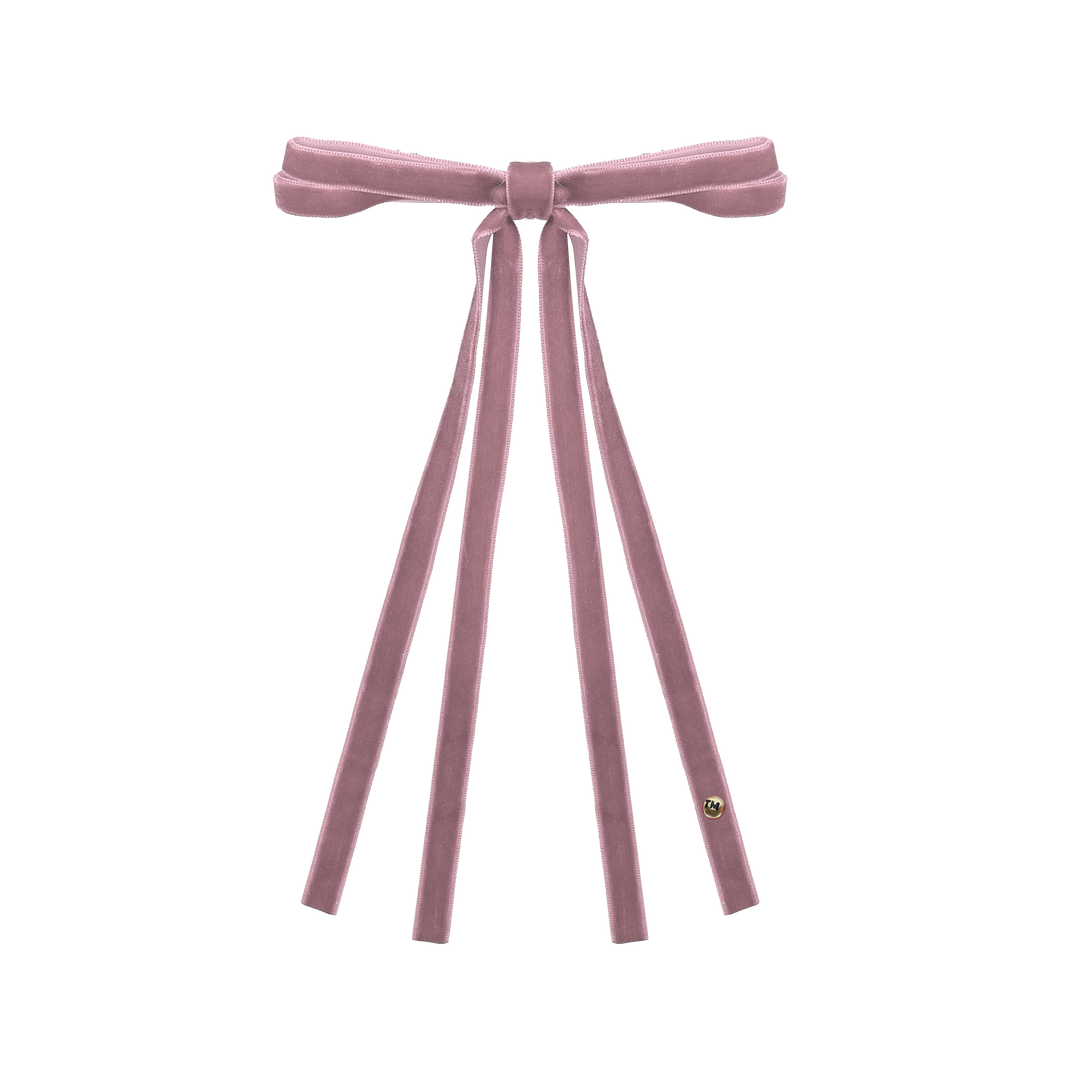 clip velvet ribbon long tail bow
