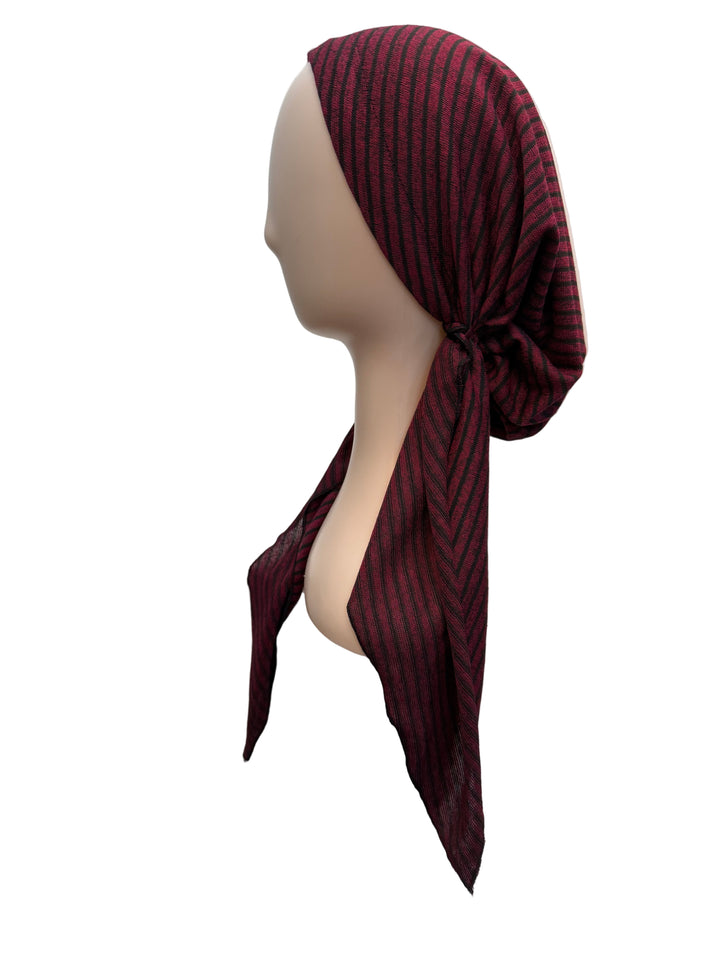 pretied lined heathered w bold lines