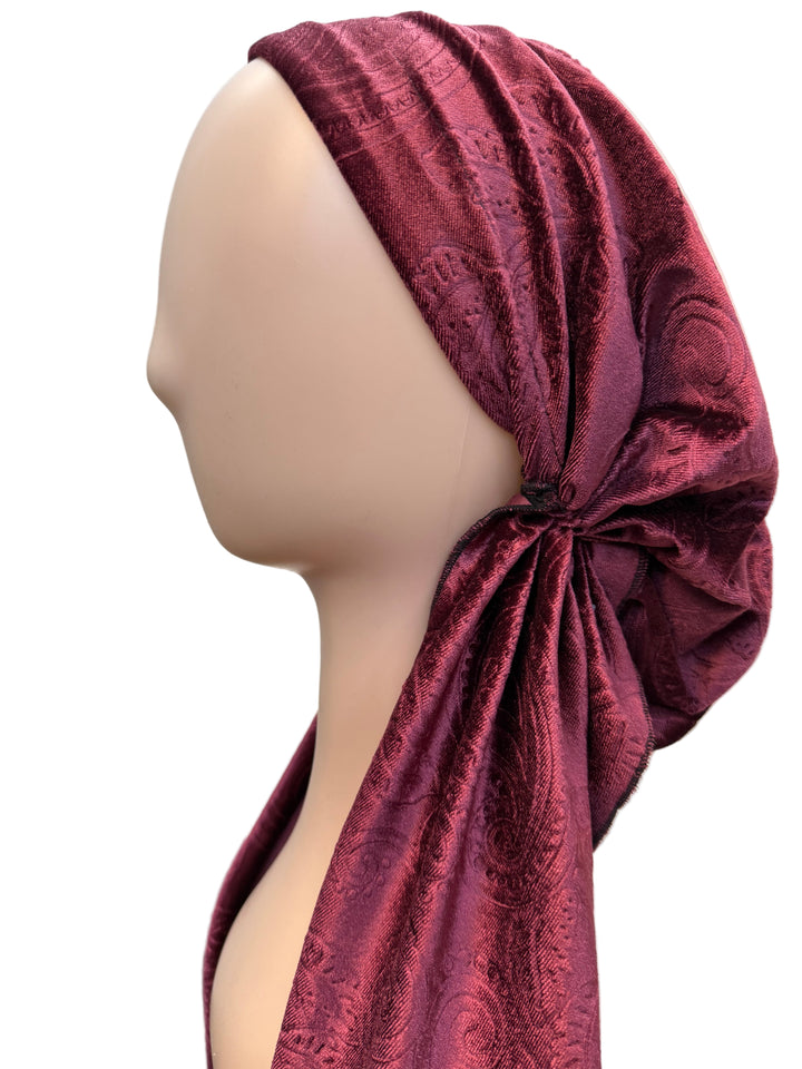 pretied lined velour paisley