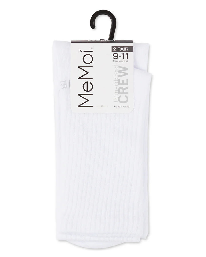 2pp thin ribbed crew socks