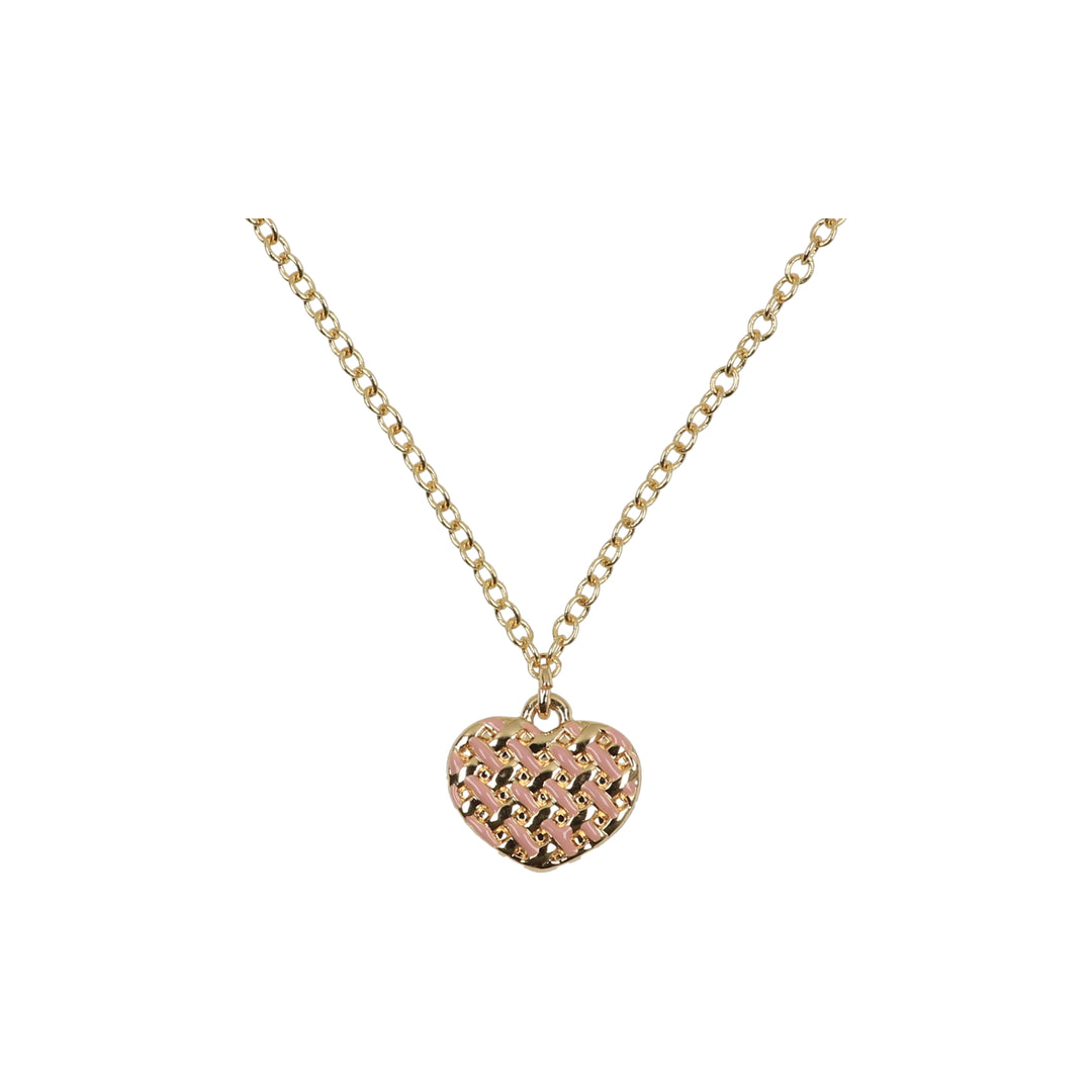 necklace enamel lattice puffed heart