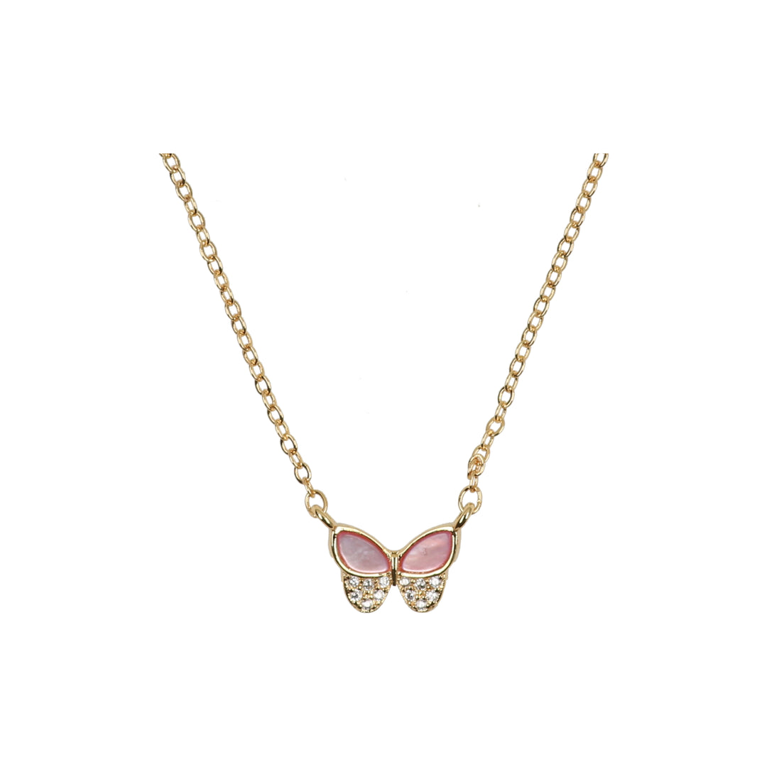 necklace 2 tone cz butterfly