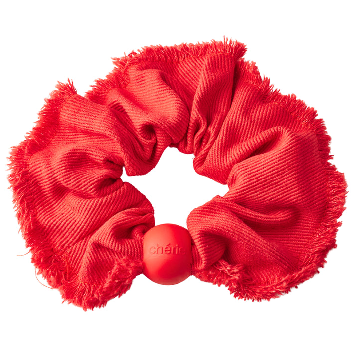 pony scrunchie denim fringe logo ball oversized