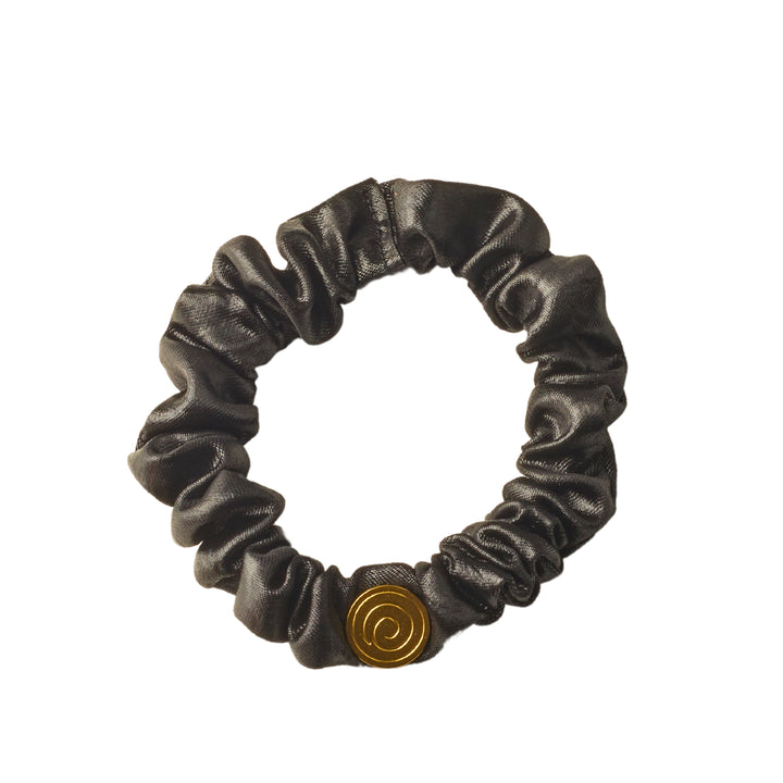 pony scrunchie leather silk