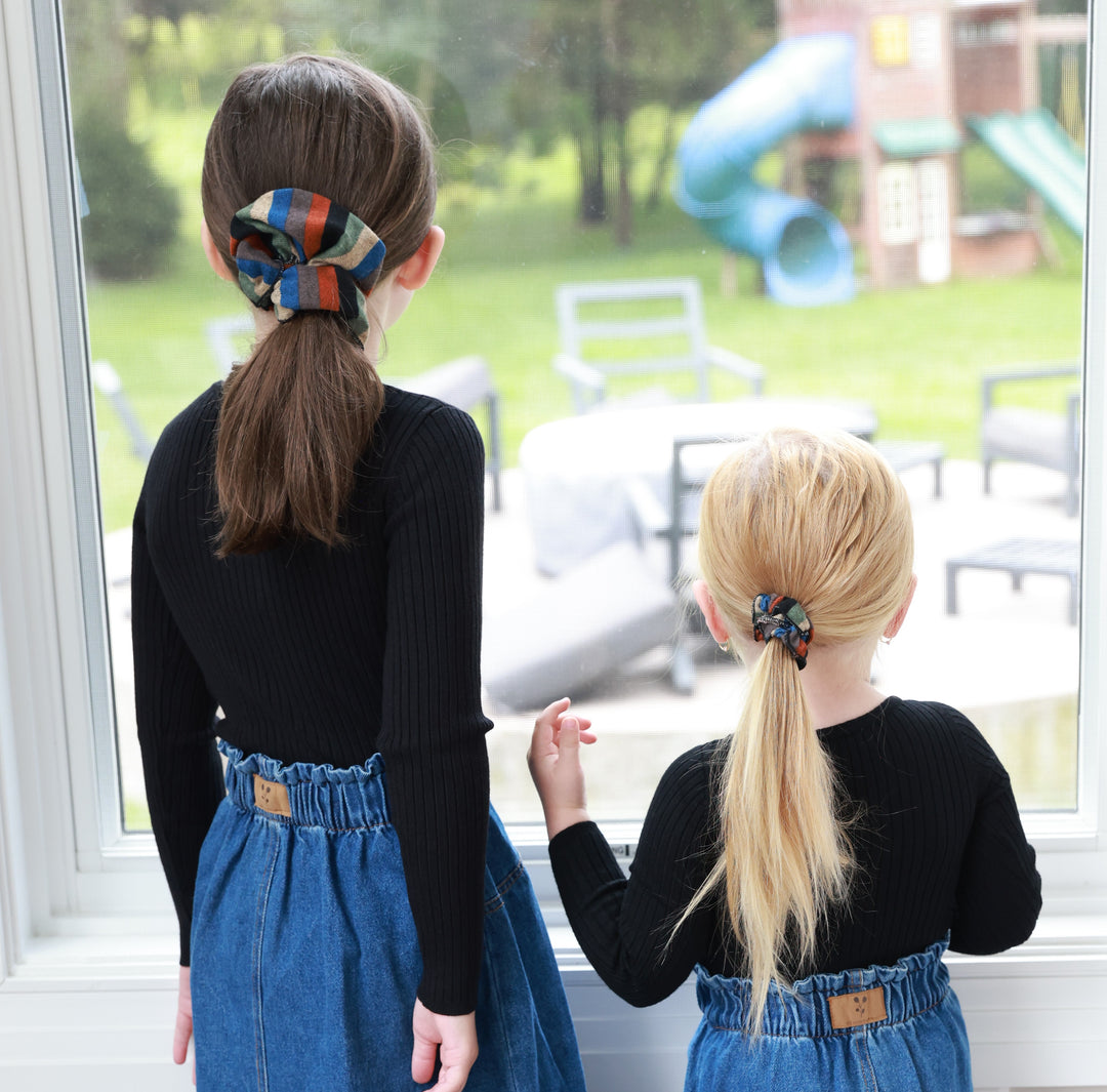 pony scrunchie striped narrow