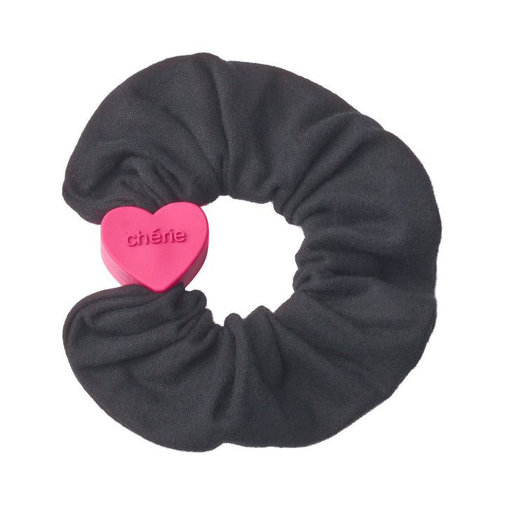 pony scrunchie suede heart