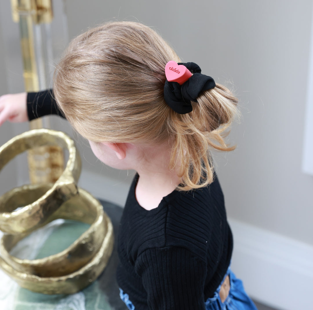 pony scrunchie suede heart