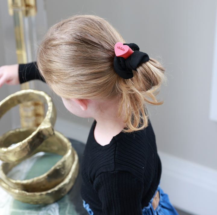 pony scrunchie suede heart