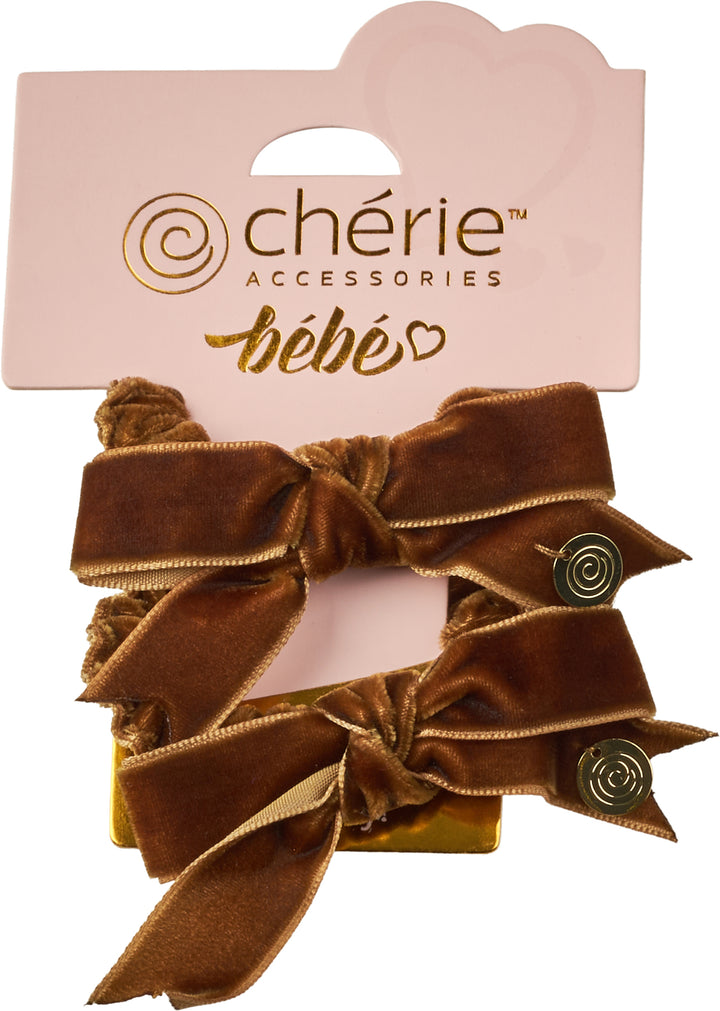 pony scrunchie velvet with satin center pack of 2 bow