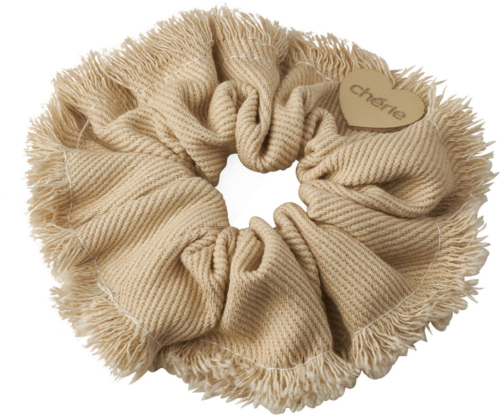 pony scrunchie denim fringe heart