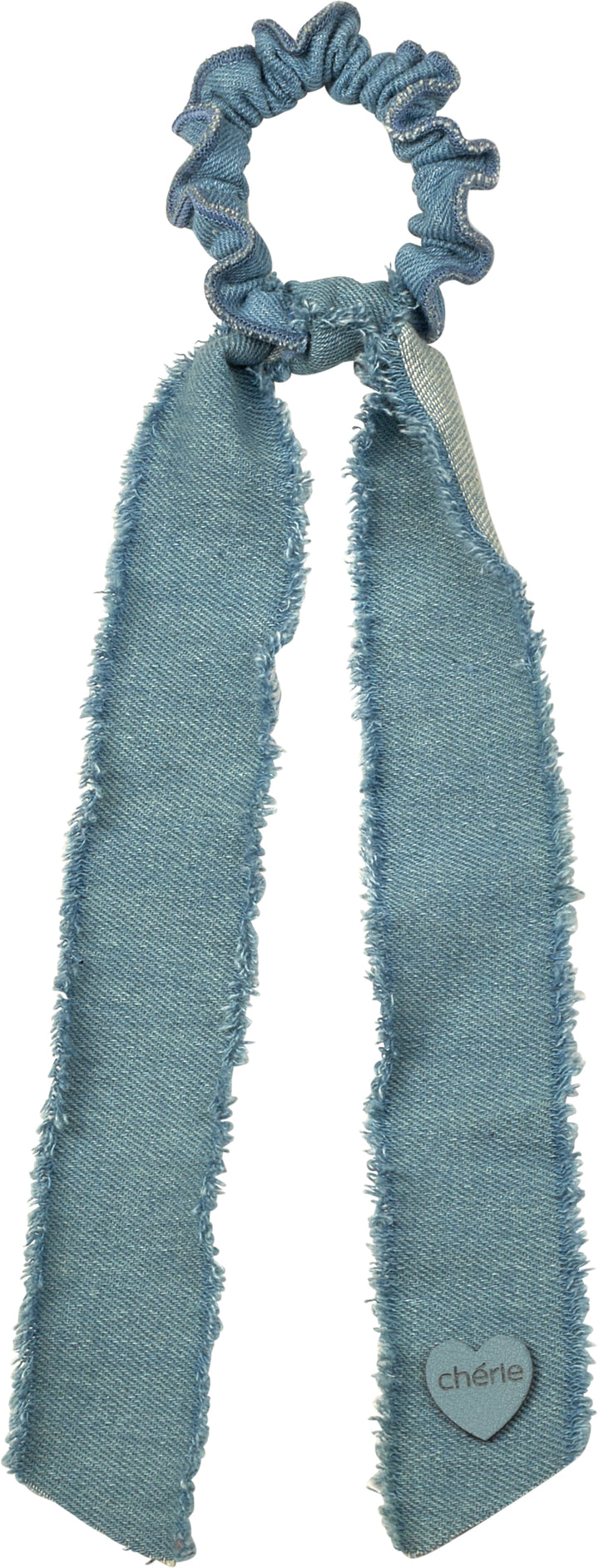 pony denim fringe heart ties