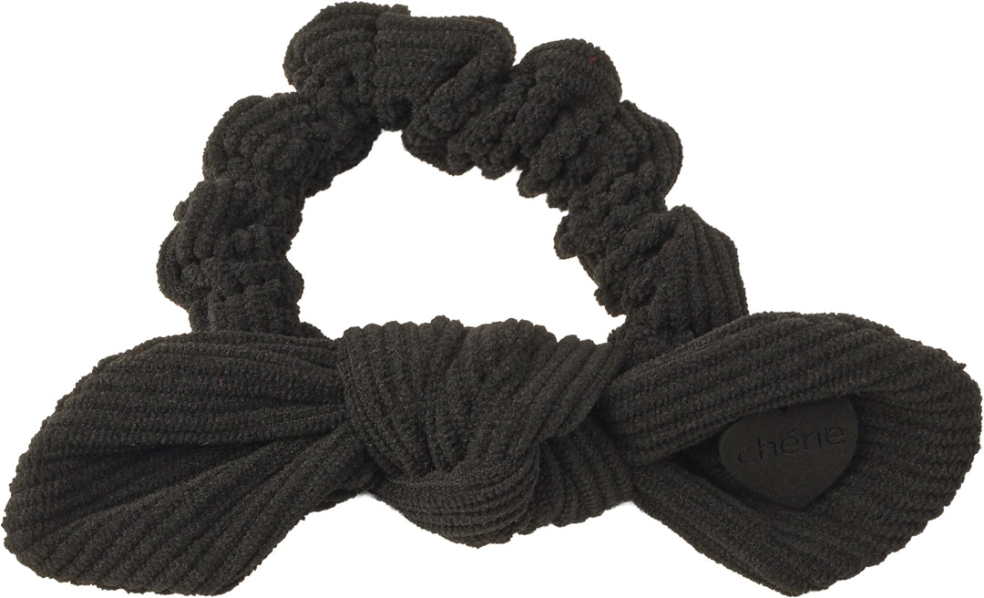 pony scrunchie corduroy heart bow